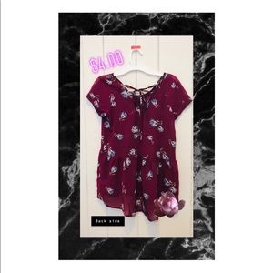 🌺Sheer Burgundy Flower Shirt🌺